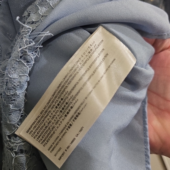 keepsake Better Days Lace Ruffle Dress in Dusty Blue Large Long Sleeve Mini - Picture 10 of 11